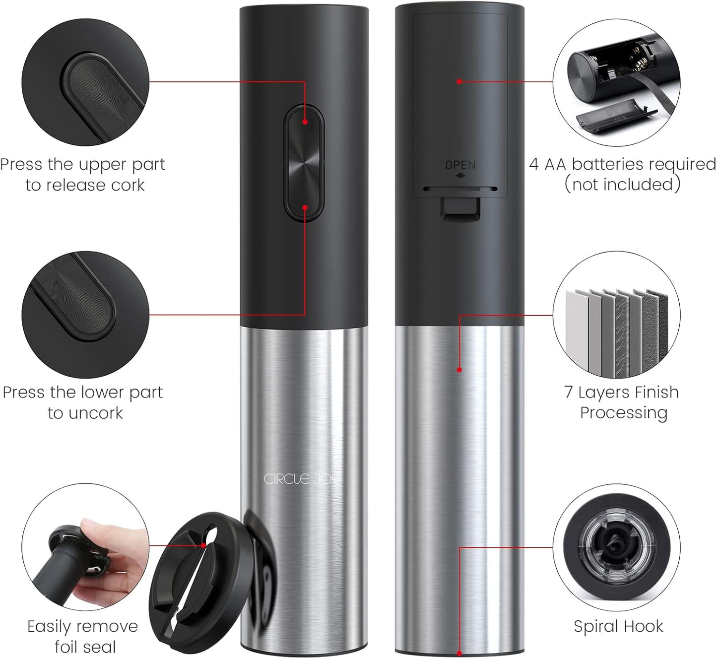 Elektrischer Korkenzieher, Automatischer WeinöFfner, Batteriebetriebener