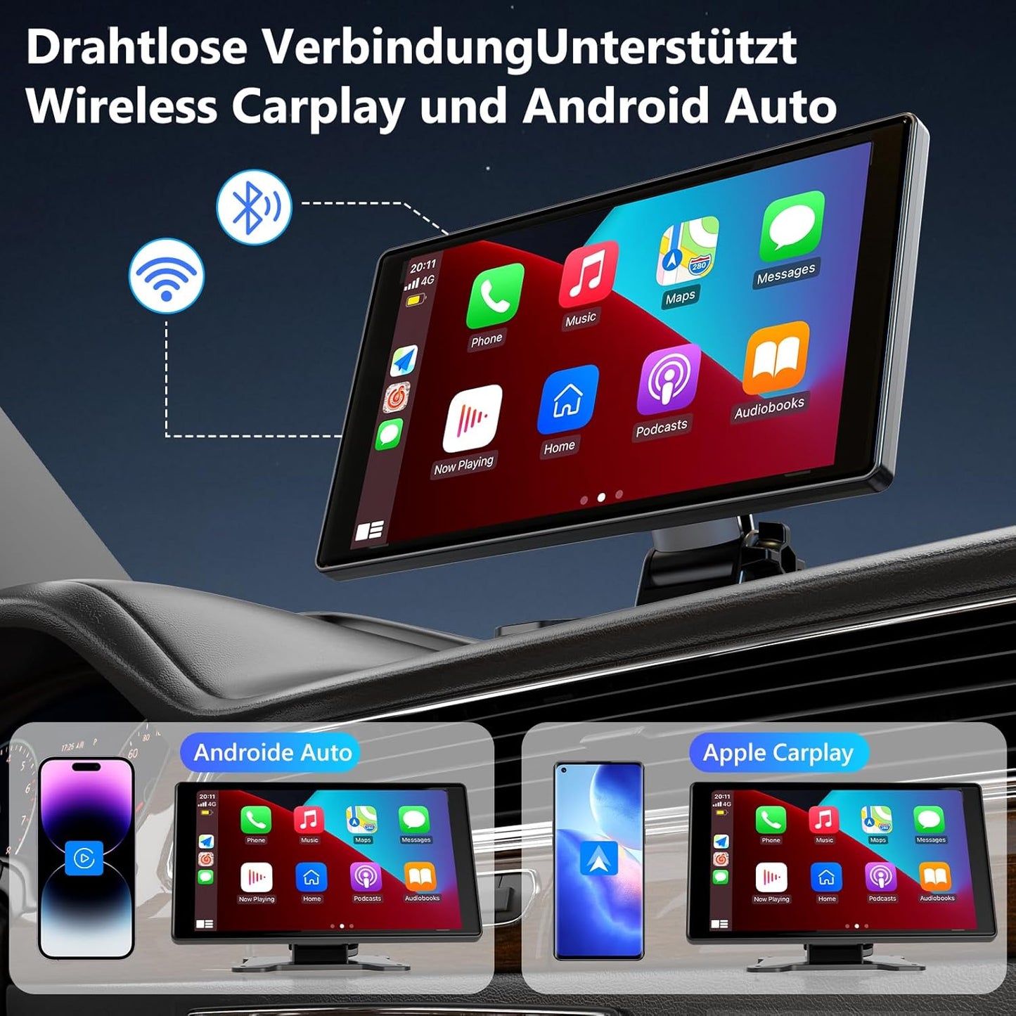 Ciryasr 7" Wireless Carplay Display Autoradio mit Apple CarPlay & Android Auto