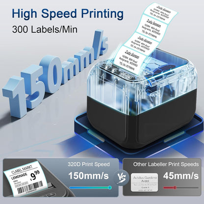 CLABEL Thermo-Barcode-Etikettendrucker für den Schreibtisch, 5,6 - 7,6 cm Thermodirektdruck,