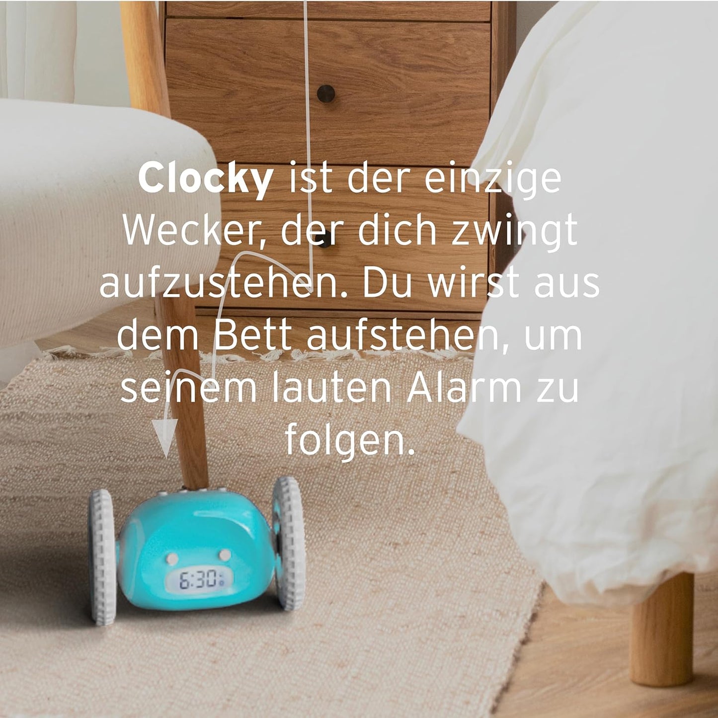CLOCKY Lauter Wecker Digital Wecker Laut für tiefschläfer schwerhörige schwere Schläfer (Bleu)