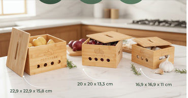 Calidoro Premium Kartoffel Aufbewahrungsbox [3er Set]Längerfrische Kartoffel Aufbewahrung