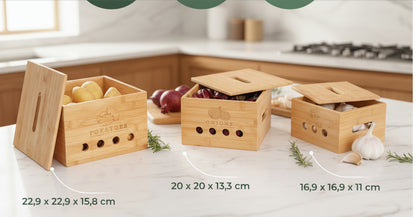 Calidoro Premium Kartoffel Aufbewahrungsbox [3er Set]Längerfrische Kartoffel Aufbewahrung