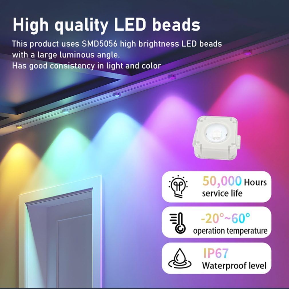 CLUHERTVY LED Lichternetz Außen Slimme RGBIC met 75 scènemodi, 15 m , IP67  Bluetooth, App bediening, waterdicht