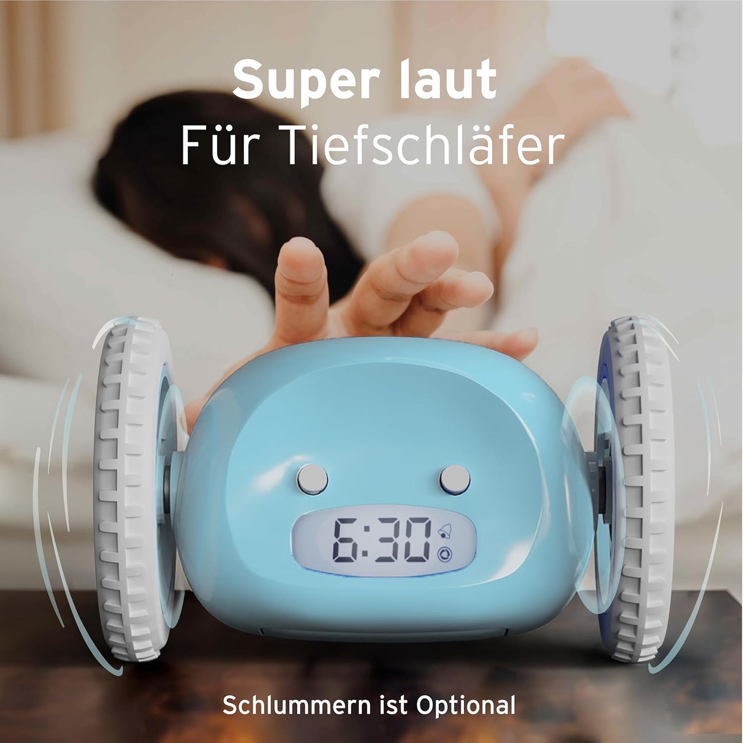 CLOCKY Lauter Wecker Digital Wecker Laut für tiefschläfer schwerhörige schwere Schläfer (Bleu)