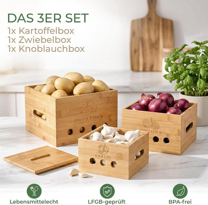 Calidoro Premium Kartoffel Aufbewahrungsbox [3er Set]Längerfrische Kartoffel Aufbewahrung