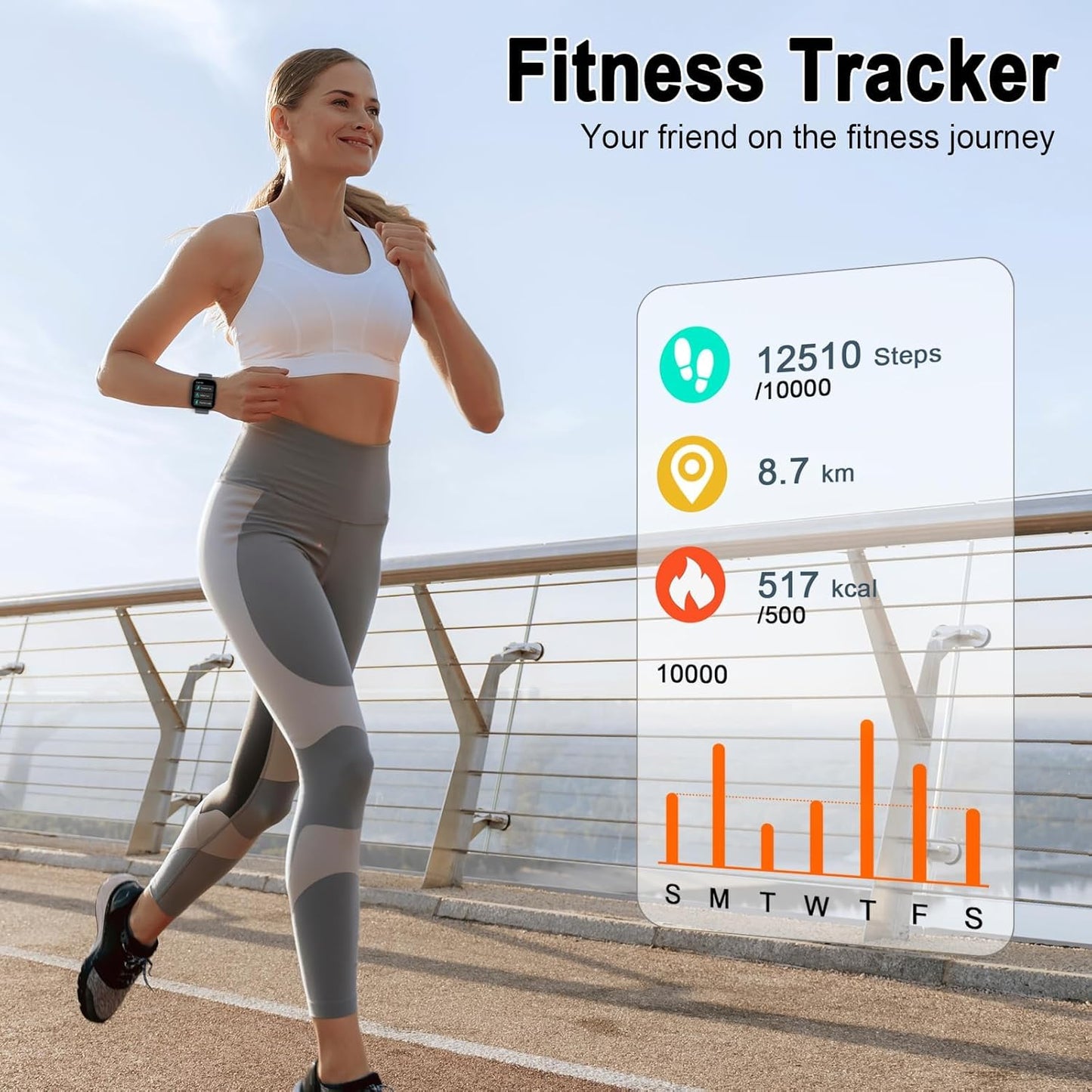 Cillso Smartwatch Herren Damen, 1,95"HD Touch Fitnessuhr mit Telefonfunktion,110+Sportmodi