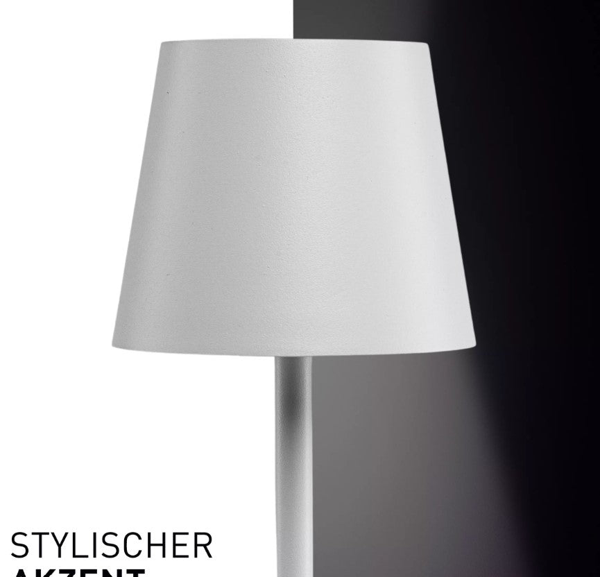 Climaqx Designer Tischlampe LED Akku Tischleuchte dimmbar Bringt Licht for 48 Stunden USB Auffladekabel Weiß