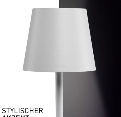 Climaqx Designer Tischlampe LED Akku Tischleuchte dimmbar Bringt Licht for 48 Stunden USB Auffladekabel Weiß