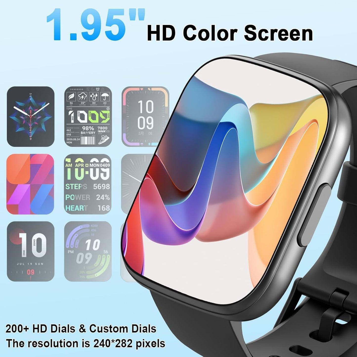 Cillso Smartwatch Herren Damen, 1,95"HD Touch Fitnessuhr mit Telefonfunktion,110+Sportmodi