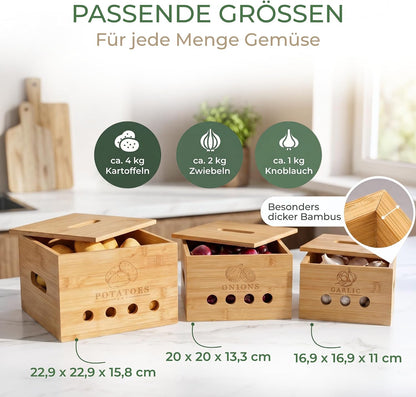 Calidoro Premium Kartoffel Aufbewahrungsbox [3er Set]Längerfrische Kartoffel Aufbewahrung