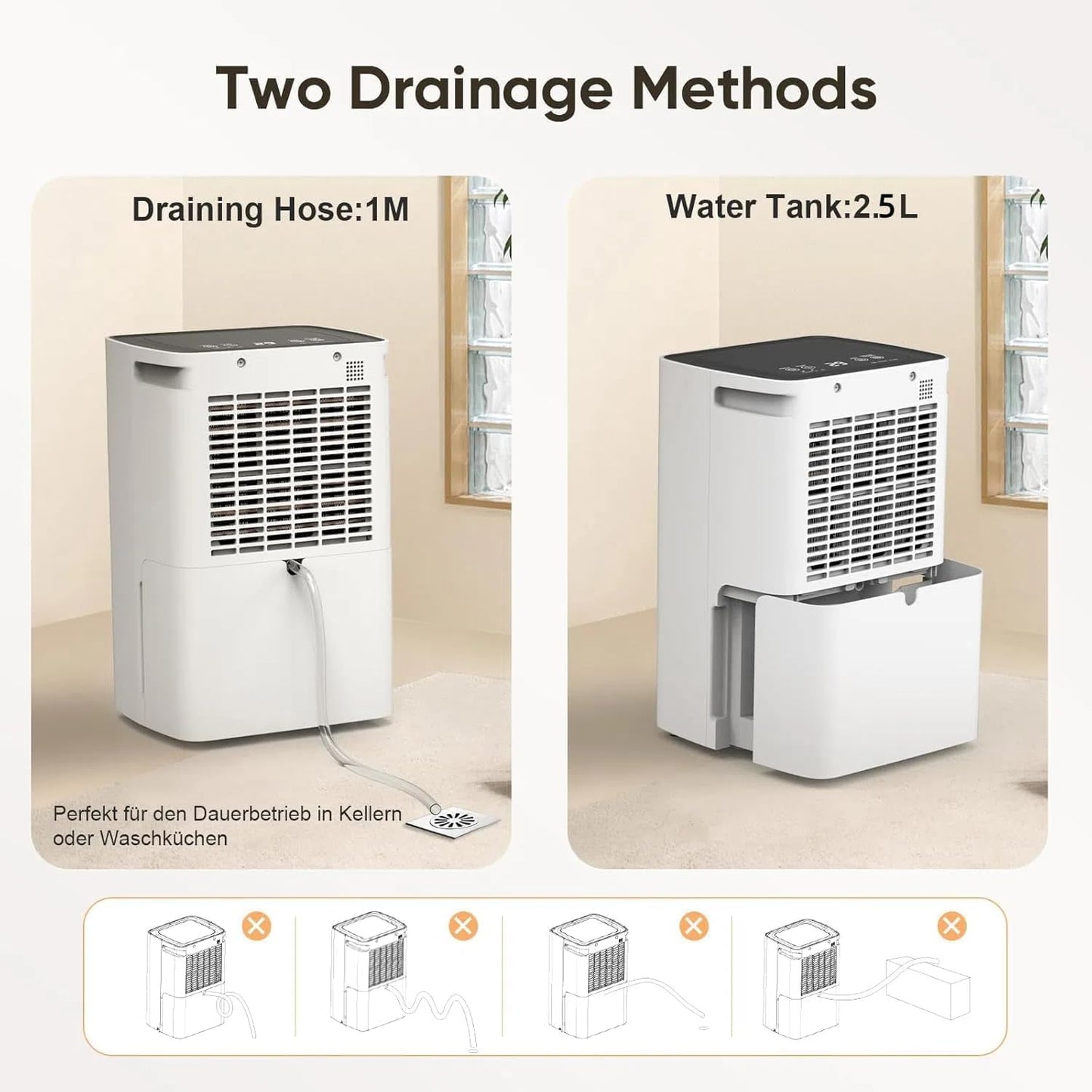 COLAZE Luftentfeuchter 12L/24h 30m² mit Automatischer Abtauung&Wasserfüllstand