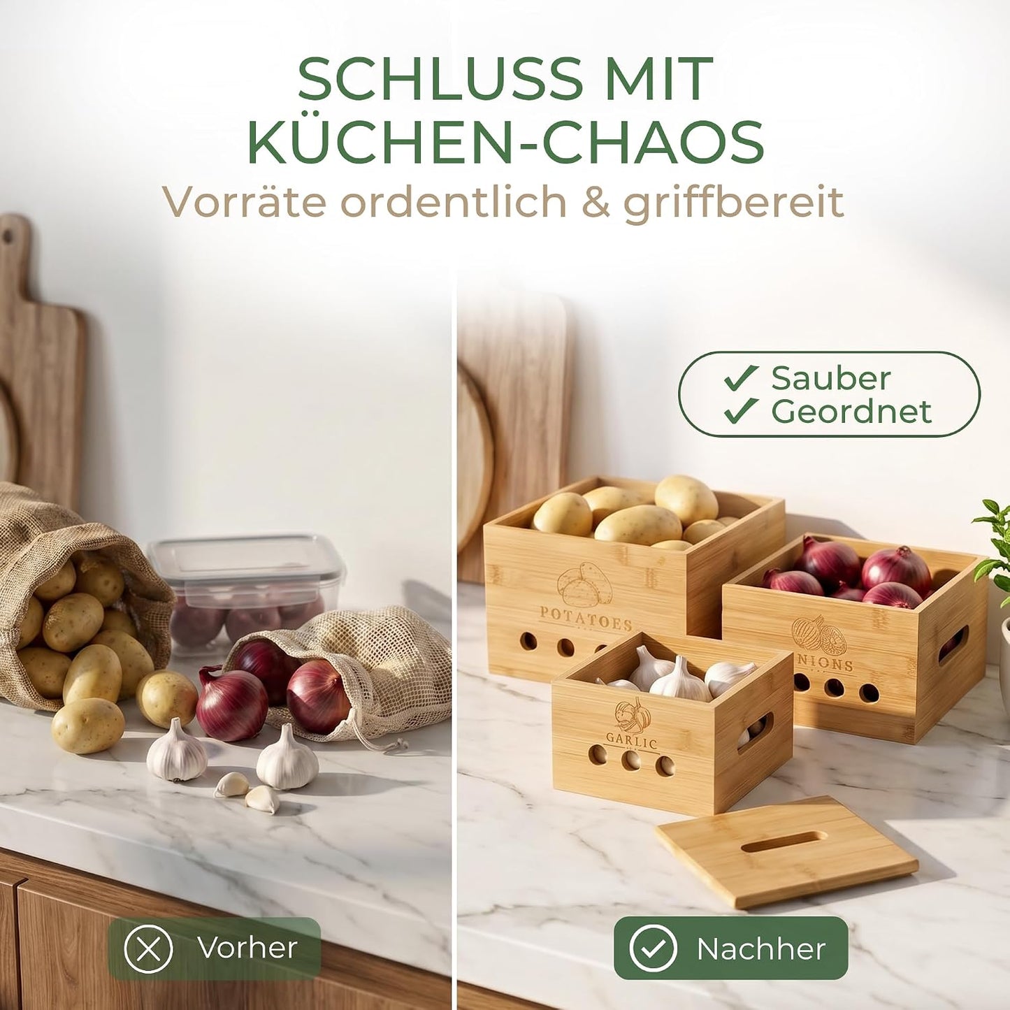 Calidoro Premium Kartoffel Aufbewahrungsbox [3er Set]Längerfrische Kartoffel Aufbewahrung
