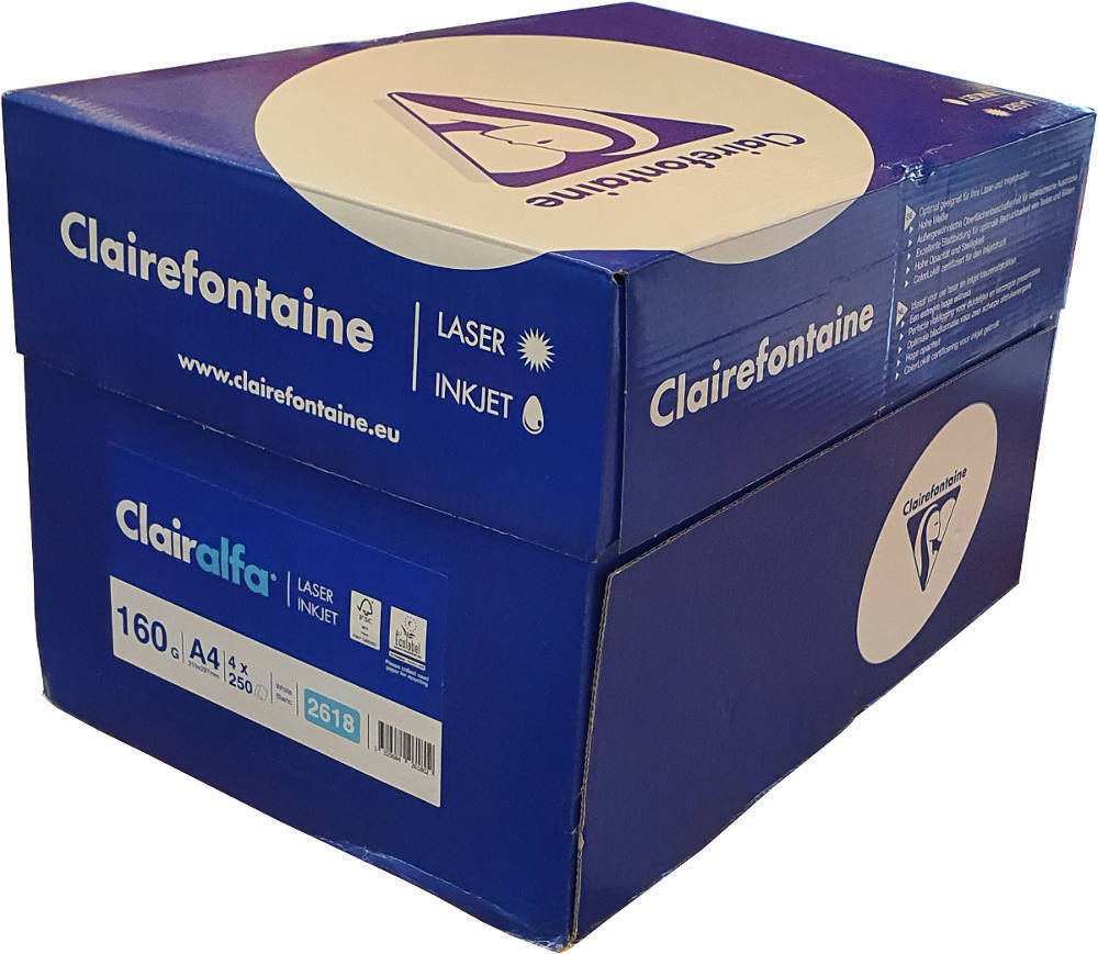 Clairefontaine Papier Drucker Multifonction A4 Clairalfa 2618 1000 Blatt gesamt, 160g/qm