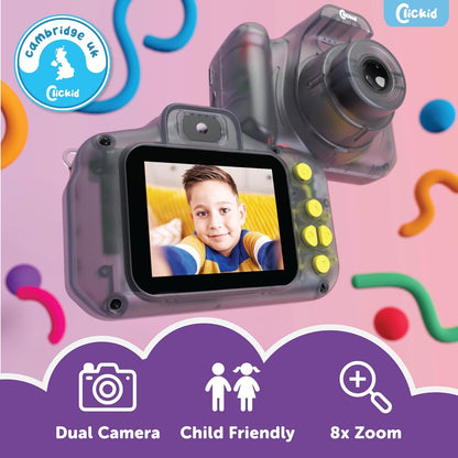 ClicKid CAM10, Fotokamera für Kinder, Dual‑Lens, 8× Zoom, 32 GB,