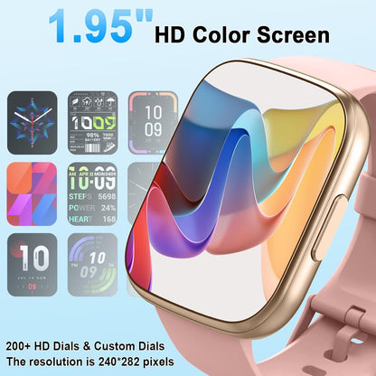 Cillso Smartwatch Herren Damen mit Telefonfunktion, 1,95-Zoll-Schrittzähler-Uhr, 24-Stunden-Herzfrequenz, Schlaf,