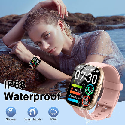 Cillso Smartwatch Herren Damen mit Telefonfunktion, 1,95-Zoll-Schrittzähler-Uhr, 24-Stunden-Herzfrequenz, Schlaf,