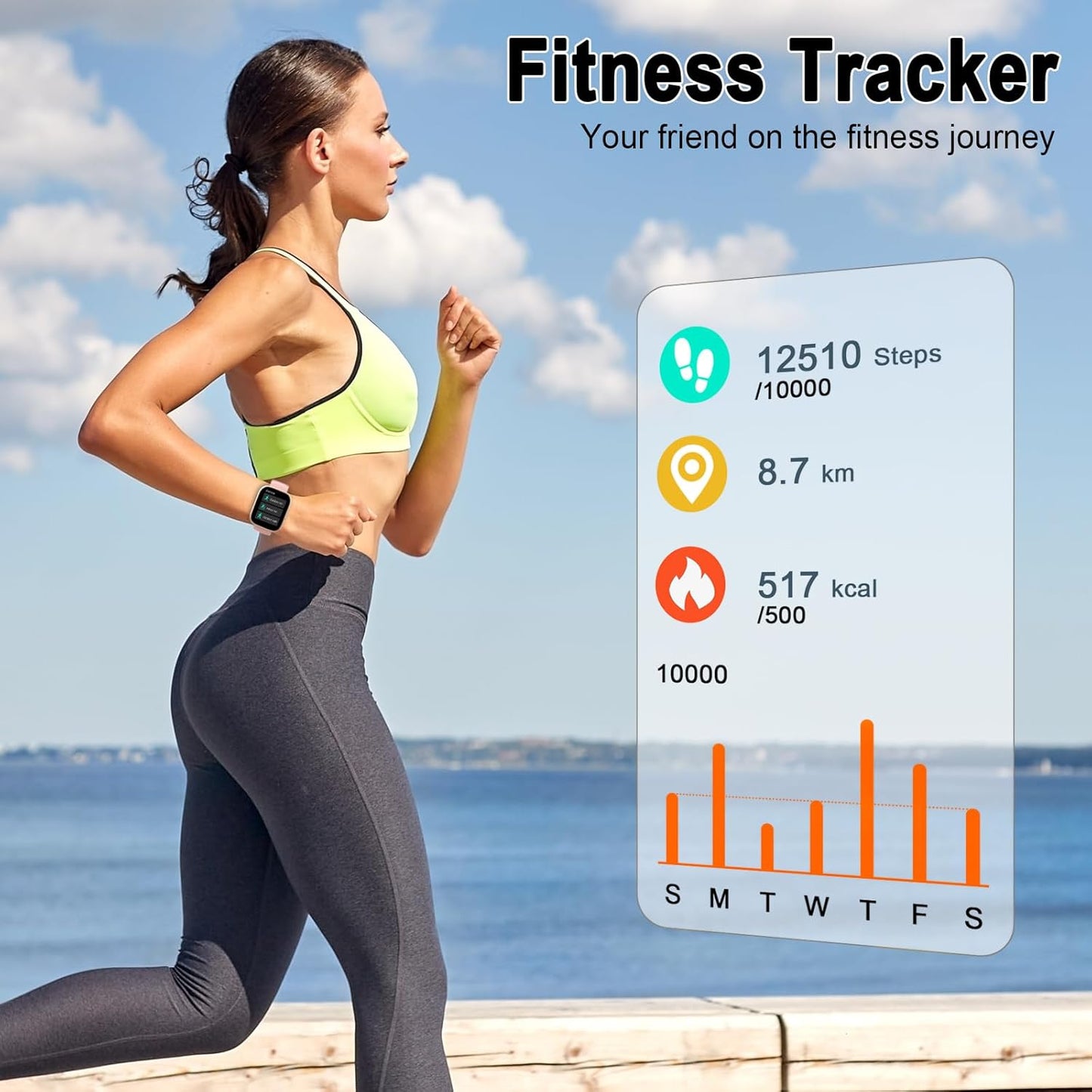 Cillso Smartwatch Herren Damen mit Telefonfunktion, 1,95-Zoll-Schrittzähler-Uhr, 24-Stunden-Herzfrequenz, Schlaf,