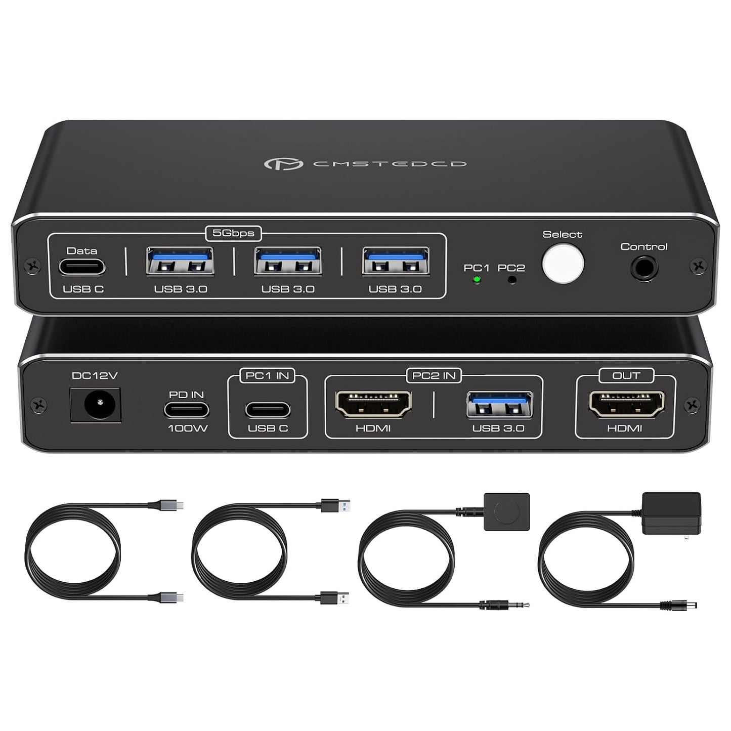 CMSTEDCD HDMI KVM Switch 2 PC 1 Monitore 4K@60Hz USB C KVM Switch
