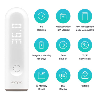Comper Thermometer Smart digital Fieberthermometer Bluetooth mit innovativer App