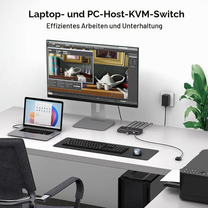 CMSTEDCD HDMI KVM Switch 2 PC 1 Monitore 4K@60Hz USB C KVM Switch