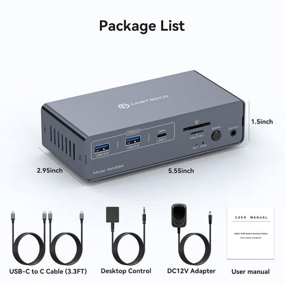 CMSTEDCD USB C Docking Station mit KVM Switch 2 PC 2 Monitore 4K60Hz HDMI EDID 12-in-1