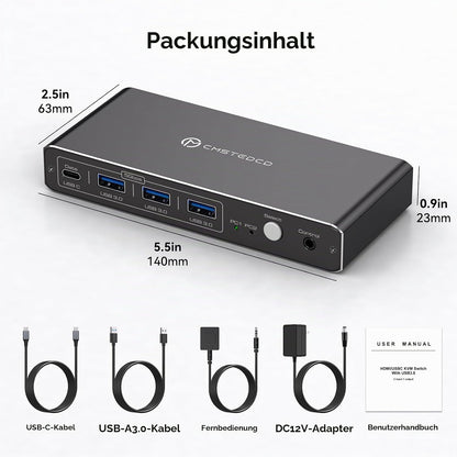 CMSTEDCD HDMI KVM Switch 2 PC 1 Monitore 4K@60Hz USB C KVM Switch