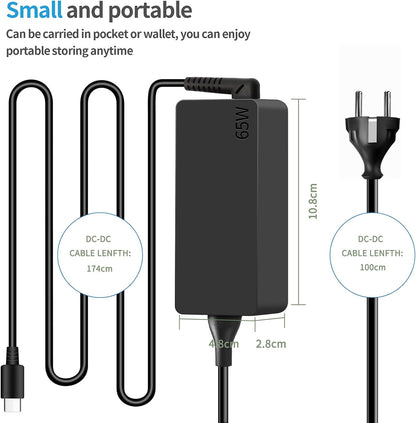 Cnamszou 65W USB C Netzteil PD Ladegerät Laptop für Lenovo ThinkPad Huawei Matebook