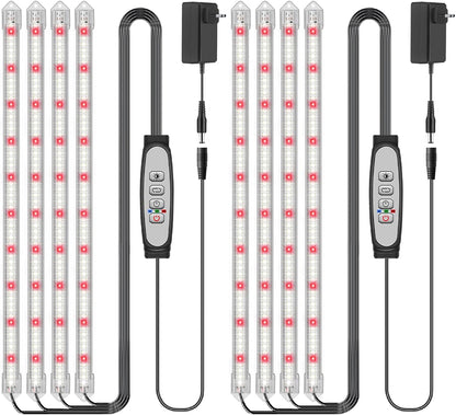 COKOLILA 2er-Pack 4 Stäbe Pflanzenlichtstreifen, Pflanzenlampe ON/Off Timer 6/12/18H, 3 Lichter Modi