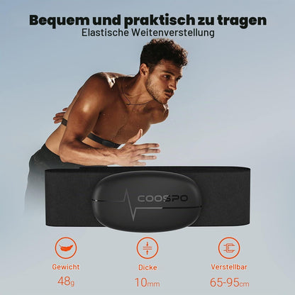 COOSPO H6 Herzfrequenzmesser Pulsgurt Brustgurt Bluetooth EKG-Messung IP67