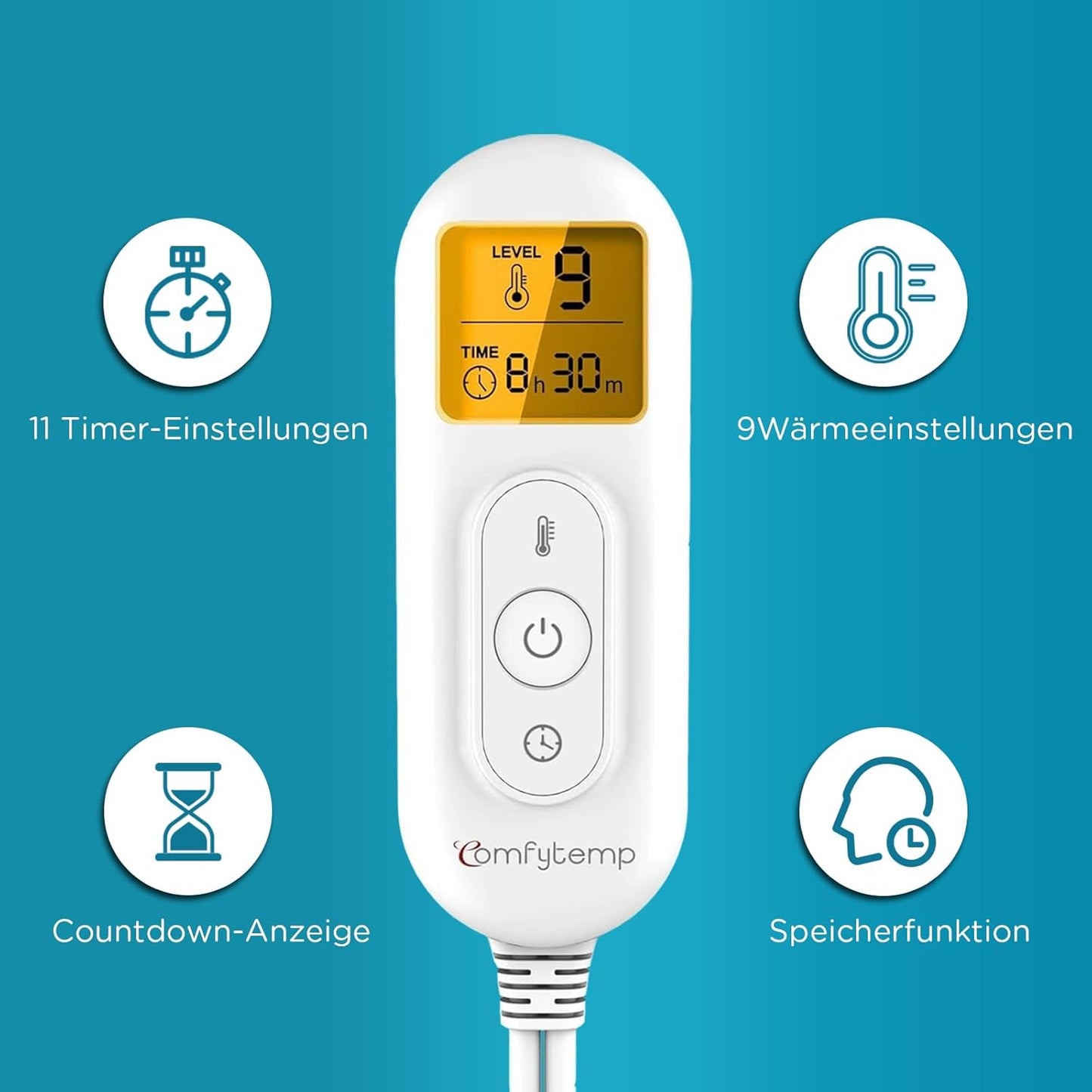 Comfytemp Voll gewichtetes Heizkissen für Nacken Schulter mit 9 Wärmestufen 0,5-9h Abschaltautomatik,Grau