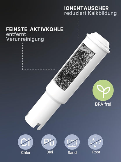 Filtre à eau Comedes compatible avec le système Jura Claris White (filtre n° 68739, 60209 et 62911, adapté aux machines à café des séries Impressa et Nespresso ; 4 pièces)