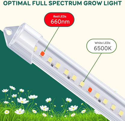 COKOLILA 2er-Pack 4 Stäbe Pflanzenlichtstreifen, Pflanzenlampe ON/Off Timer 6/12/18H, 3 Lichter Modi