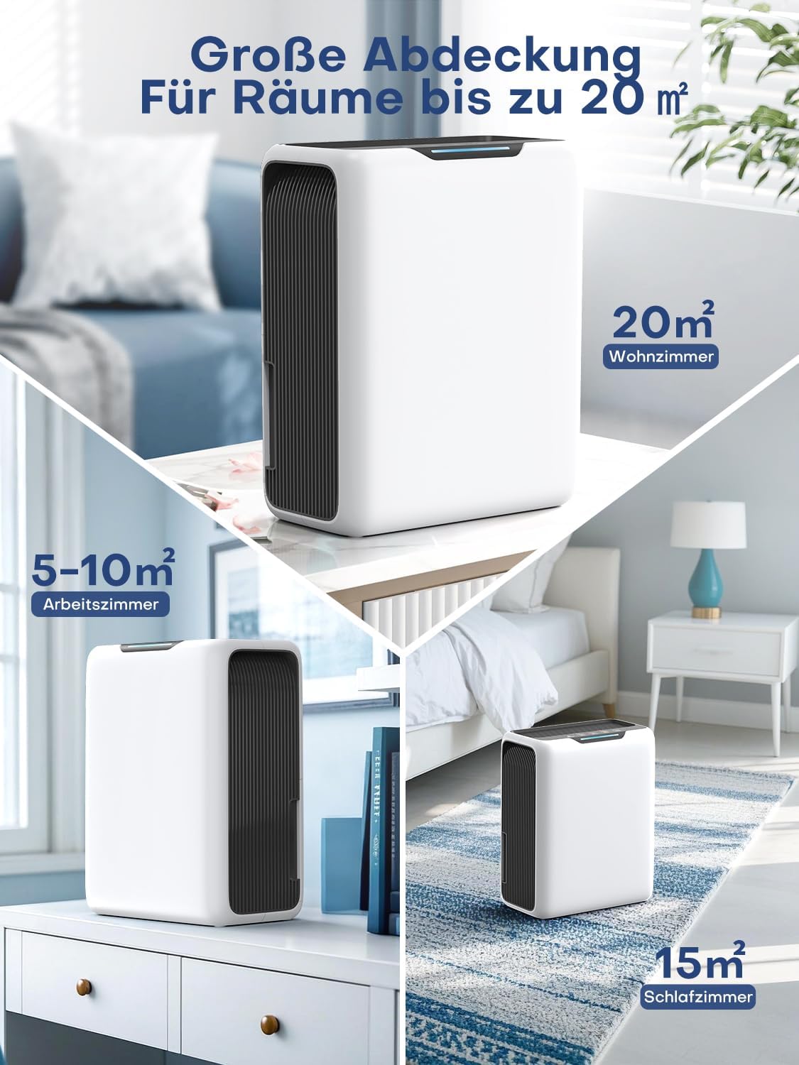 Luftentfeuchter, 3000 ml  20 m², 30 dB Schlafmodus, 6-24H Timer, Automatische Abtauung, 1.3 kWh