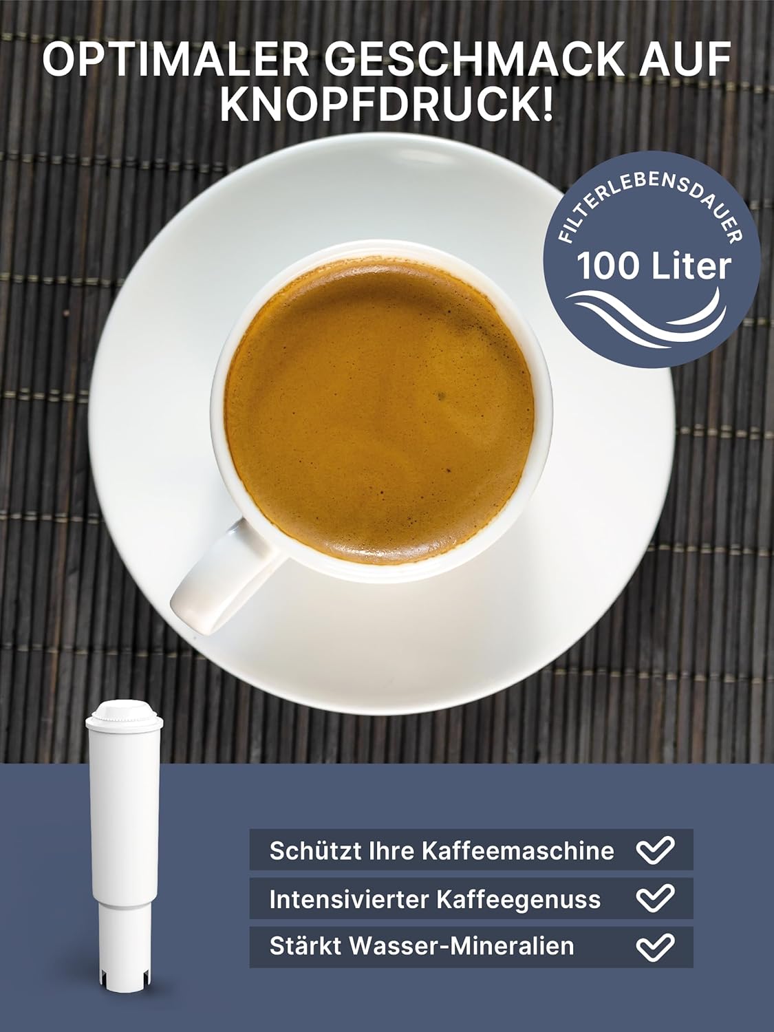 Filtre à eau Comedes compatible avec le système Jura Claris White (filtre n° 68739, 60209 et 62911, adapté aux machines à café des séries Impressa et Nespresso ; 4 pièces)