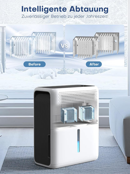 Luftentfeuchter, 3000 ml  20 m², 30 dB Schlafmodus, 6-24H Timer, Automatische Abtauung, 1.3 kWh