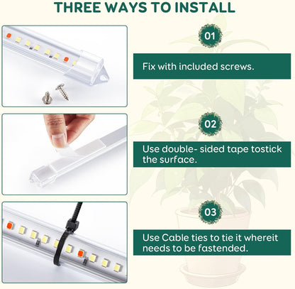COKOLILA 2er-Pack 4 Stäbe Pflanzenlichtstreifen, Pflanzenlampe ON/Off Timer 6/12/18H, 3 Lichter Modi