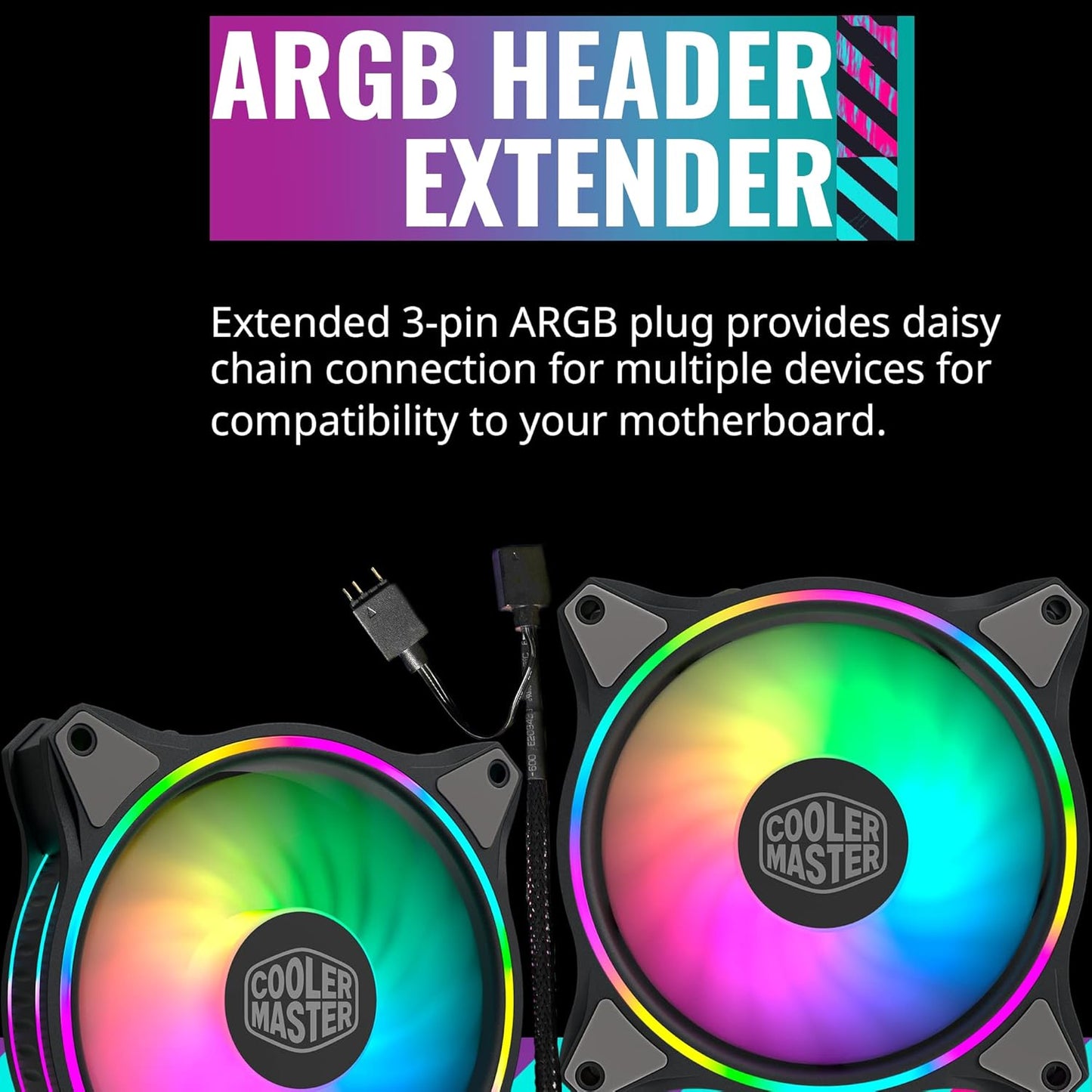 Cooler Master MasterFan MF140 Halo 3-Pin ARGB-Lüfter, 24 unabhängige LEDs,