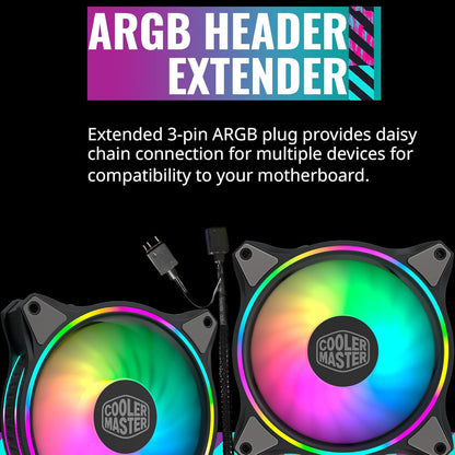 Cooler Master MasterFan MF140 Halo 3-Pin ARGB-Lüfter, 24 unabhängige LEDs,
