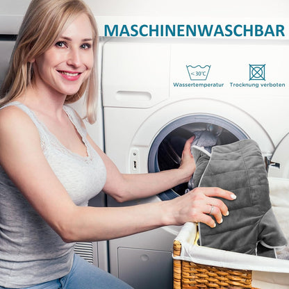 Comfytemp Voll gewichtetes Heizkissen für Nacken Schulter mit 9 Wärmestufen 0,5-9h Abschaltautomatik,Grau