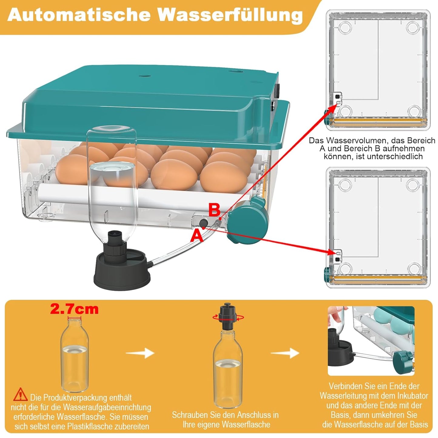 CoInceptus Brutautomat Vollautomatisch, Inkubator Hühner 12-16 Eier