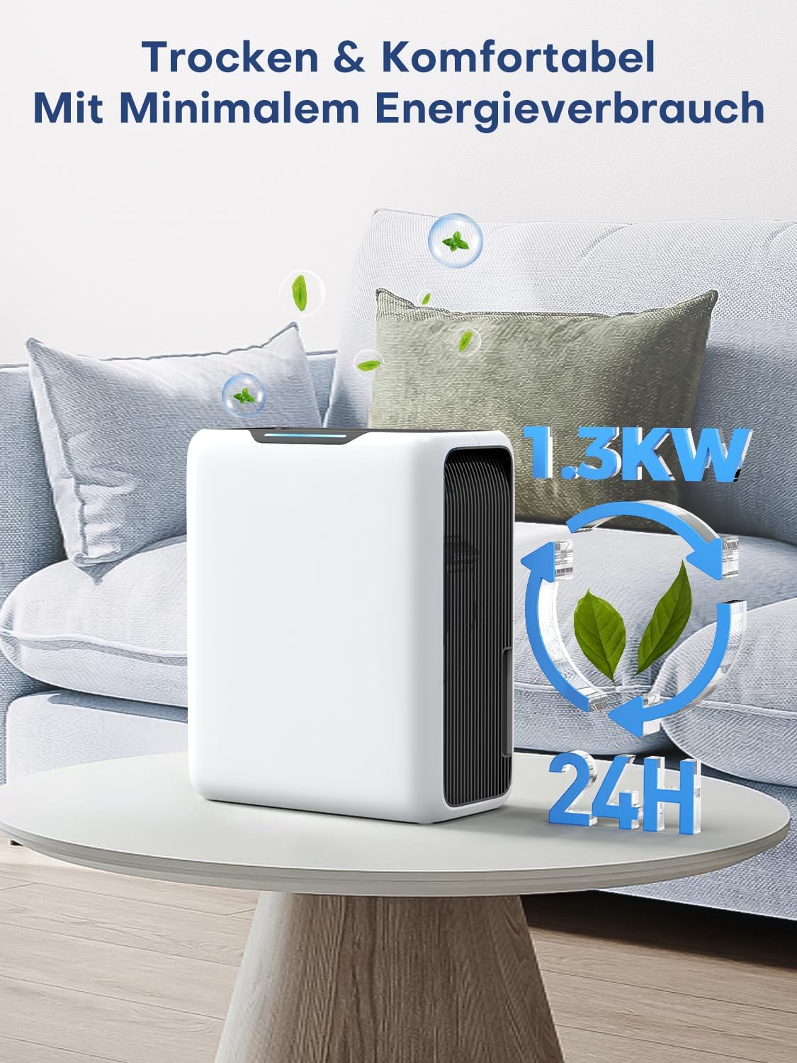 Luftentfeuchter, 3000 ml  20 m², 30 dB Schlafmodus, 6-24H Timer, Automatische Abtauung, 1.3 kWh