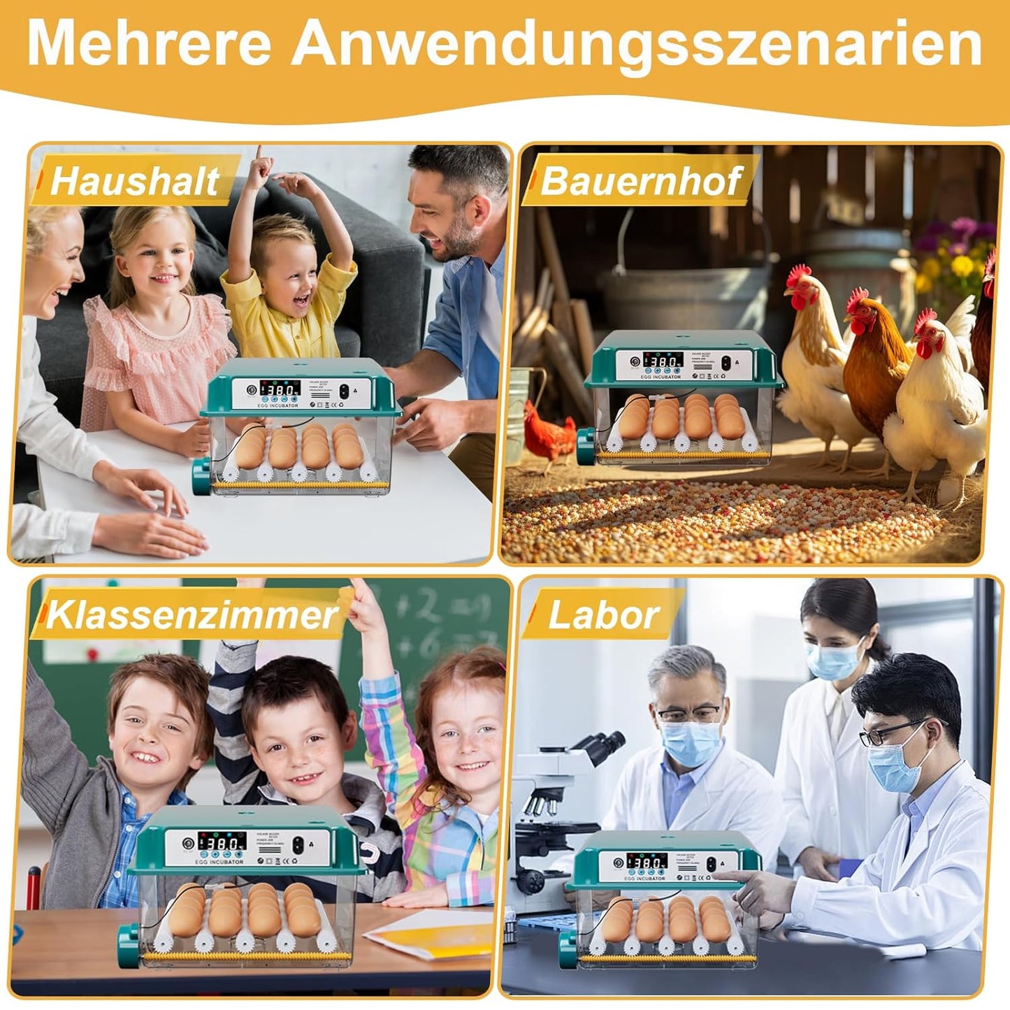 CoInceptus Brutautomat Vollautomatisch, Inkubator Hühner 12-16 Eier