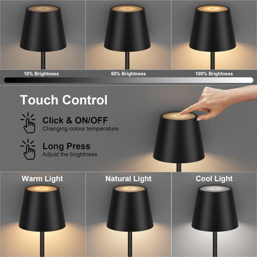 Coinmit LED kabellose Akku Stehlampe, 3000K-6000K dimmbare Touch Control Schwarz