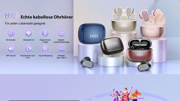 Conyat Bluetooth Kopfhörer, Kabellos Bluetooth 5.4 mit 4 HD Mikrofon, IP7,Apfelrosa