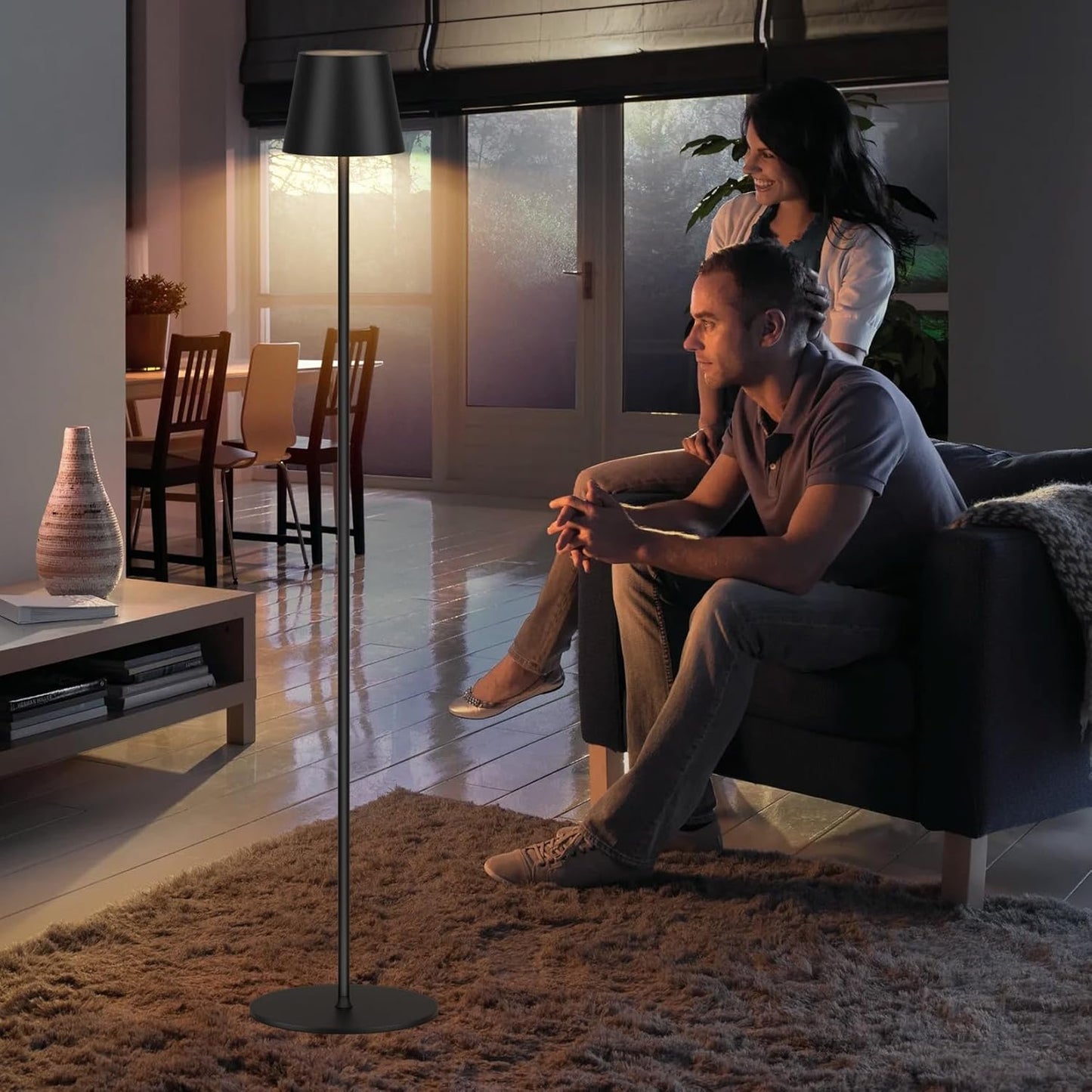 Coinmit LED kabellose Akku Stehlampe, 3000K-6000K dimmbare Touch Control Schwarz