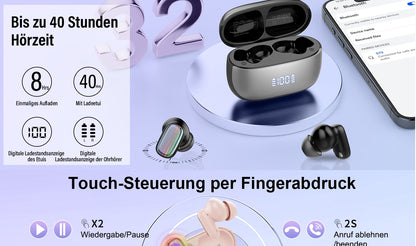 Conyat Bluetooth Kopfhörer, Kabellos Bluetooth 5.4 mit 4 HD Mikrofon, IP7,Apfelrosa