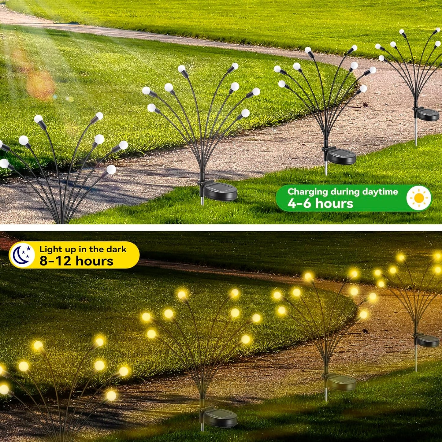 2 x CORATED Wasserdichte Solar-Gartenleuchten für den Außenbereich, warmweiße, (4 Stück in 2er Pack)