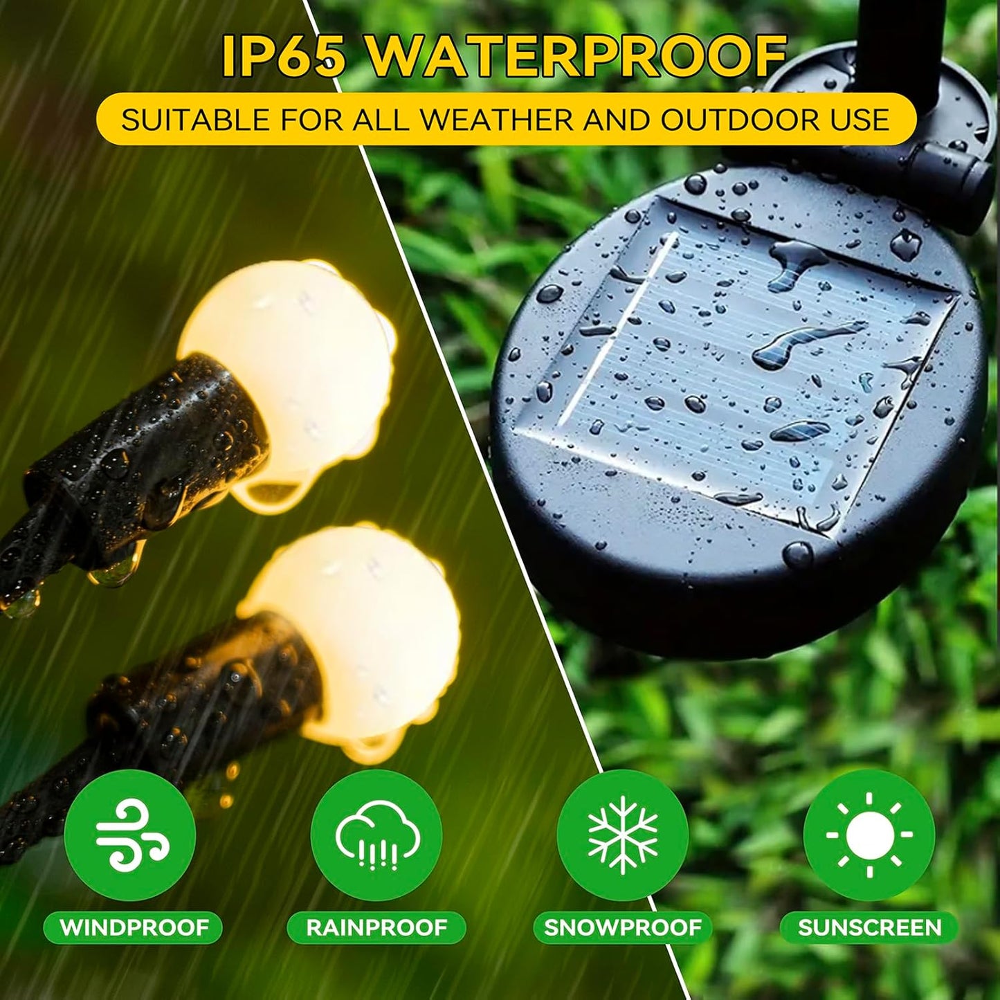 2 x CORATED Wasserdichte Solar-Gartenleuchten für den Außenbereich, warmweiße, (4 Stück in 2er Pack)