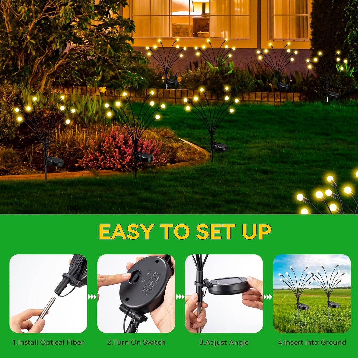 2 x CORATED Wasserdichte Solar-Gartenleuchten für den Außenbereich, warmweiße, (4 Stück in 2er Pack)