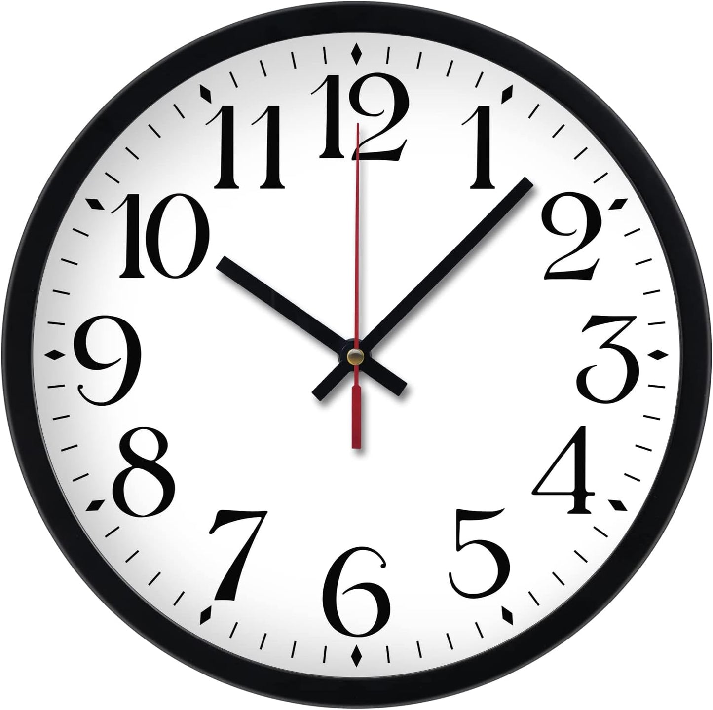 Coslife Wanduhr, 30,5 cm, große Zahlen, geräuschlos, Quarz, (schwarz, weiß)
